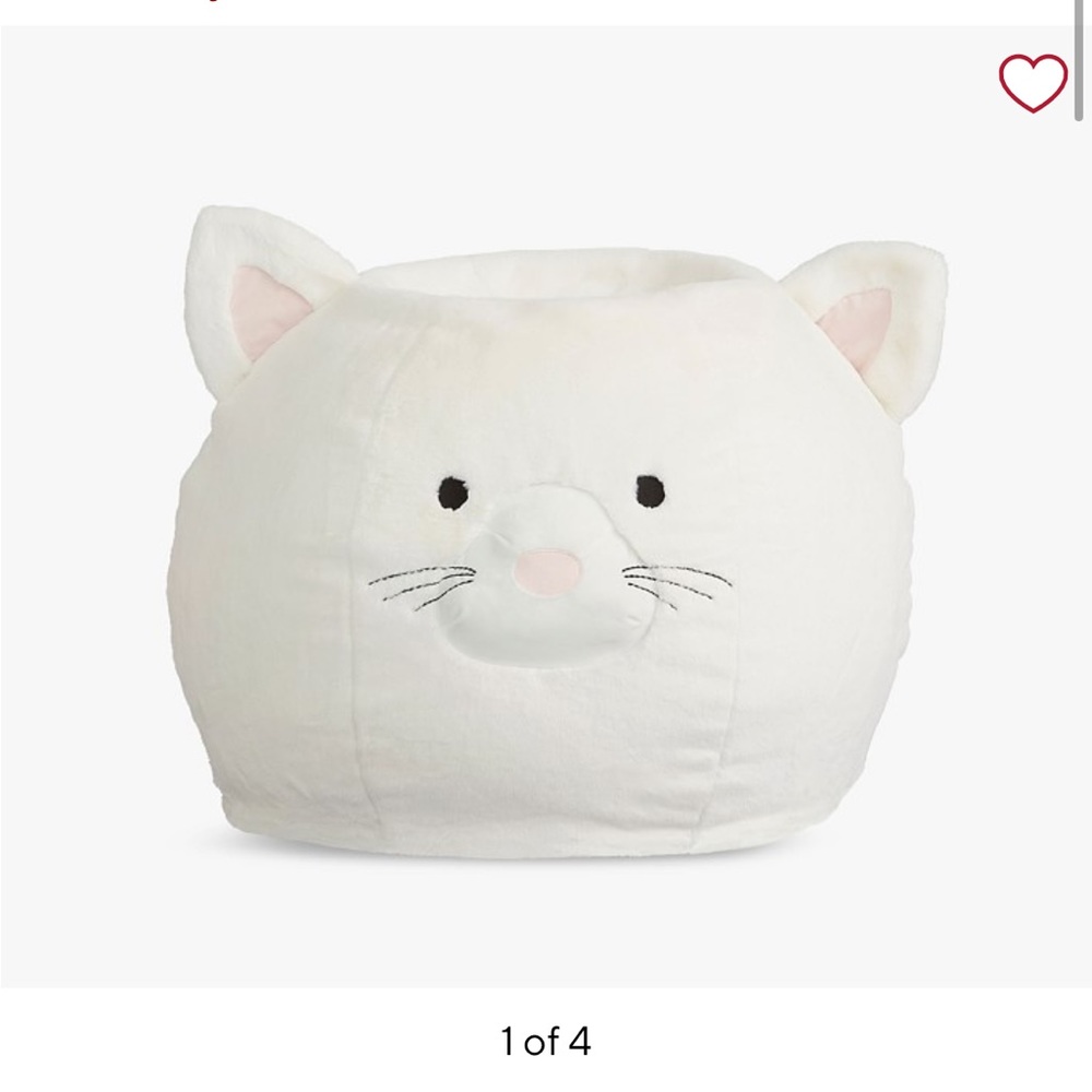 Pottery barn kids pbk anywhere beanbag chair slipcover cat faux fur ivory kitty